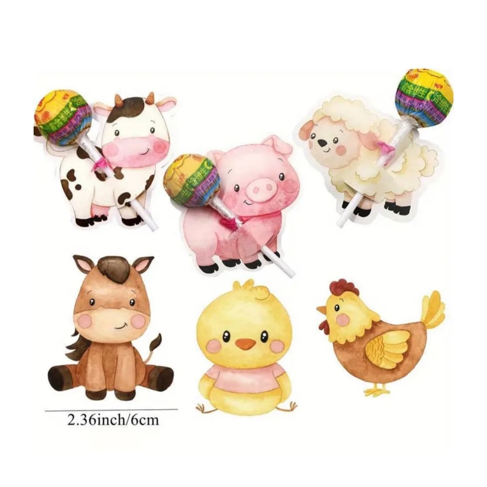 Farm Animal Party Lollipop Cardholders-6 Piece 2 Farm Animal Lollipop Cardholders 6 Piece