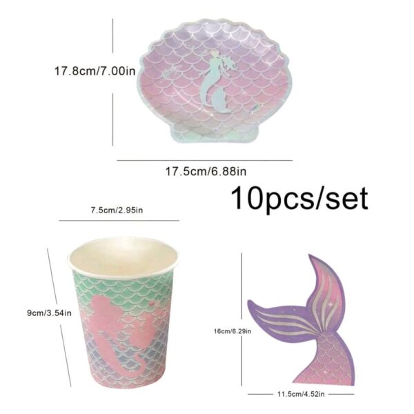 Mermaid Disposable Tableware Set 30 piece