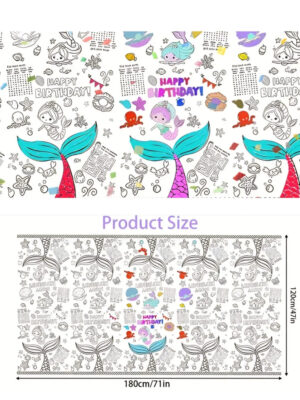 Mermaid Doodle Party Table Cloth