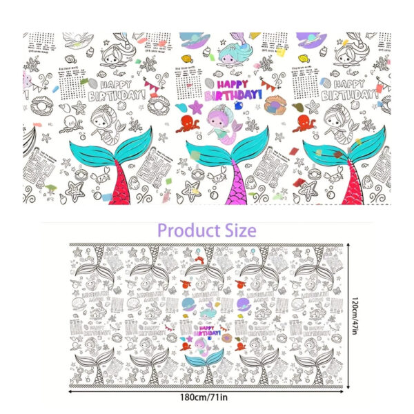 Mermaid Doodle Party Table Cloth