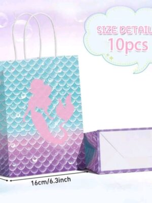 Mermaid Favor Bags With Handle 10 Piece