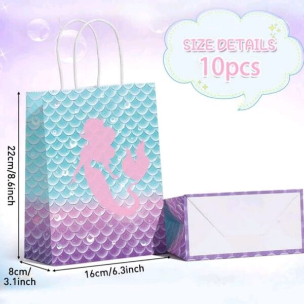 Mermaid Favor Bags With Handle 10 Piece