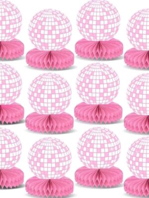 Pink Disco Honeycomb Centerpieces 12 Piece