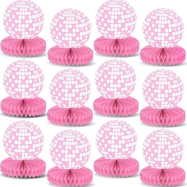 Pink Disco Honeycomb Centerpieces 12 Piece