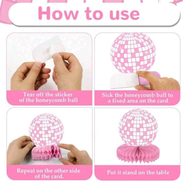 Pink Disco Honeycomb Centerpieces Assembly Instructions