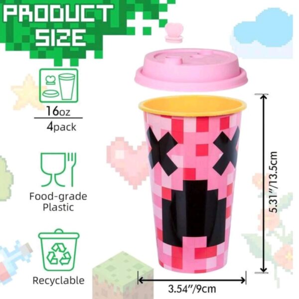 Pixel Party Favor Cups Dimensions