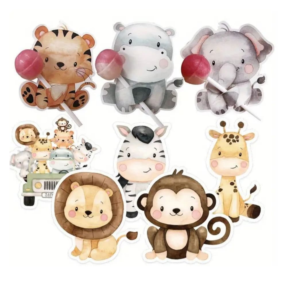 Safari Animal Lollipop Cardholders-8 Piece 1 Safari Animal Lollipop Cardholders 8 Piece