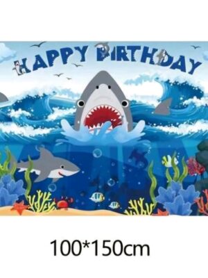Shark Happy Birthday Backdrop