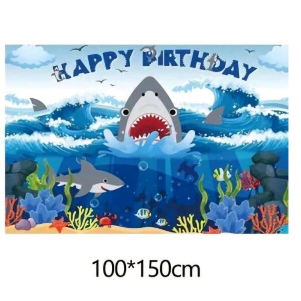Shark Happy Birthday Backdrop