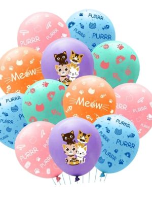Cat Party Latex Balloons 10 Piece