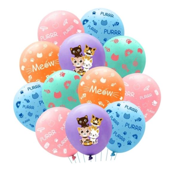 Cat Party Latex Balloons 10 Piece