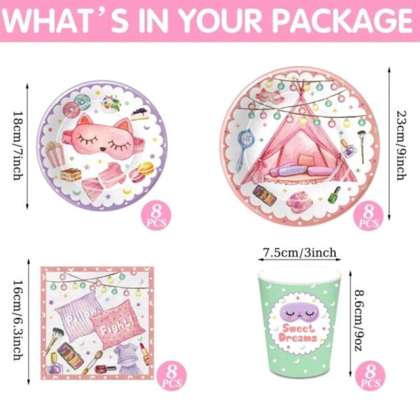 Pyama Sleepover Party Disposable Tableware Set