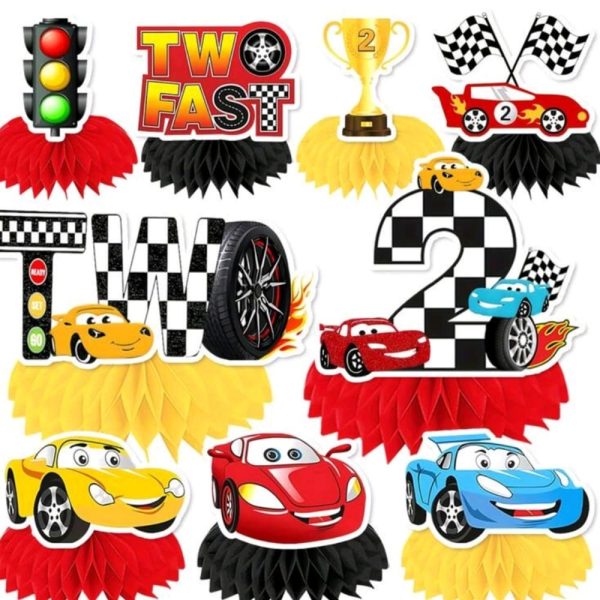 Racing Car Themed Center Pieces Two Fast Party Theme 9 Piece