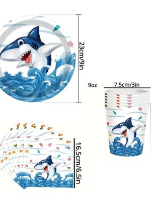 Shark Party Disposable Tableware Set 24 Piece