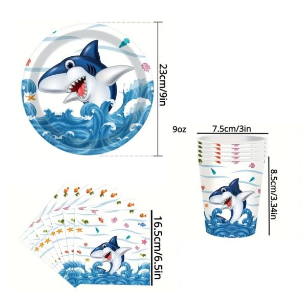 Shark Party Disposable Tableware Set 24 Piece