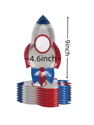 Space Party Rocket Shaped Paper Plates 10 Piece