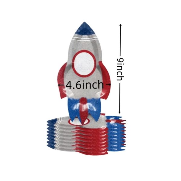 Space Party Rocket Shaped Paper Plates 10 Piece