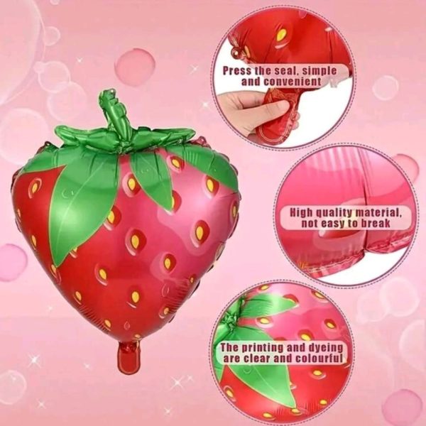 Strawberry Shaped Foil Balloon 1 Piece
