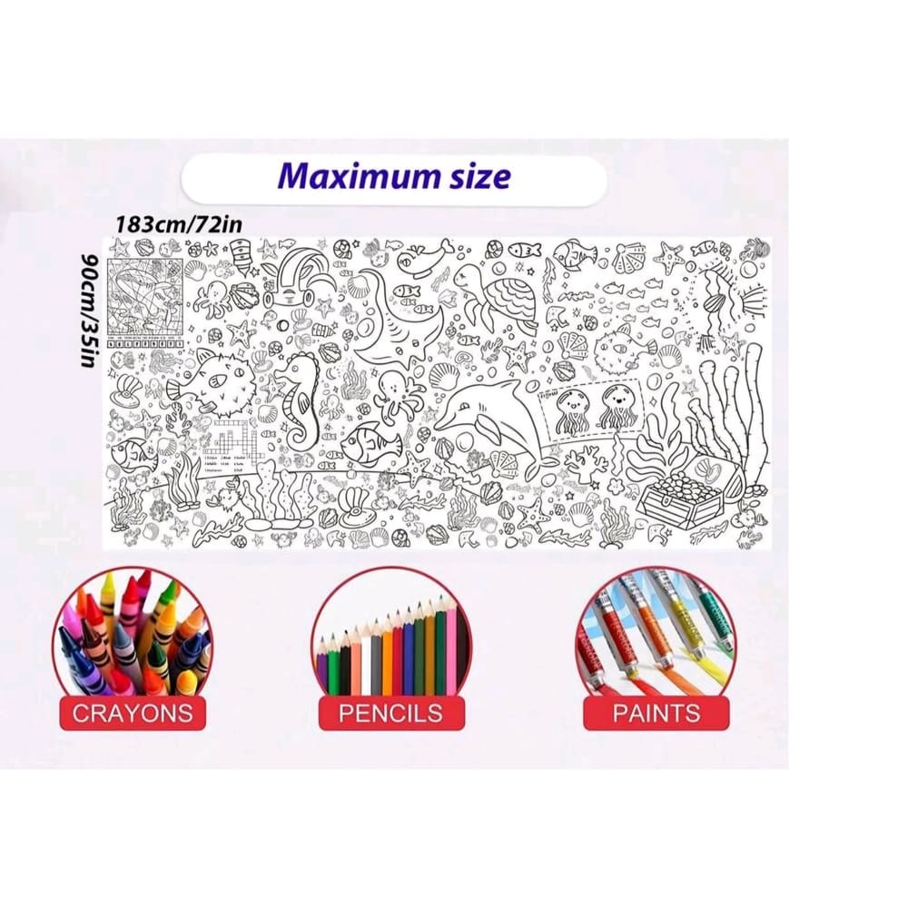 Under The Sea Colour-In Paper Tablecloth 2 Under The Sea Colourin Poster Dimensions