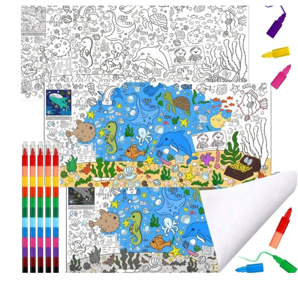 Under The Sea Colour-In Paper Tablecloth 1 Under The Sea Colourin Table Cloth