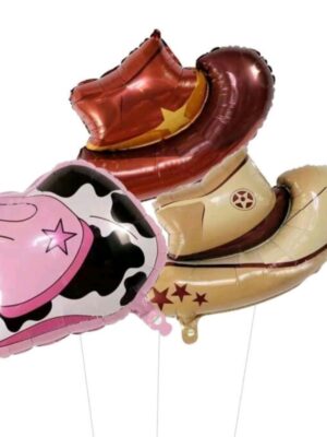 Western Theme Cow Boy & Cow Girl Hat Shaped Foil Balloon