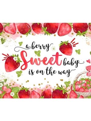 strawberry baby shower backdrop