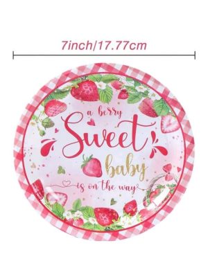 Baby Shower Strawberry Themed Paper Plates 8 Piece