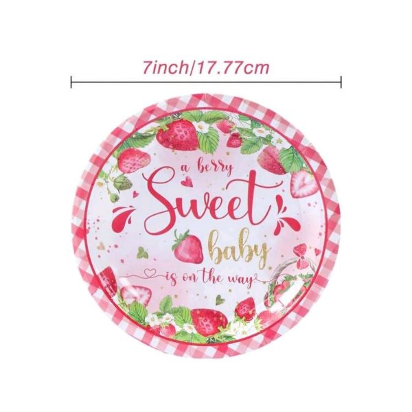 Baby Shower Strawberry Themed Paper Plates 8 Piece