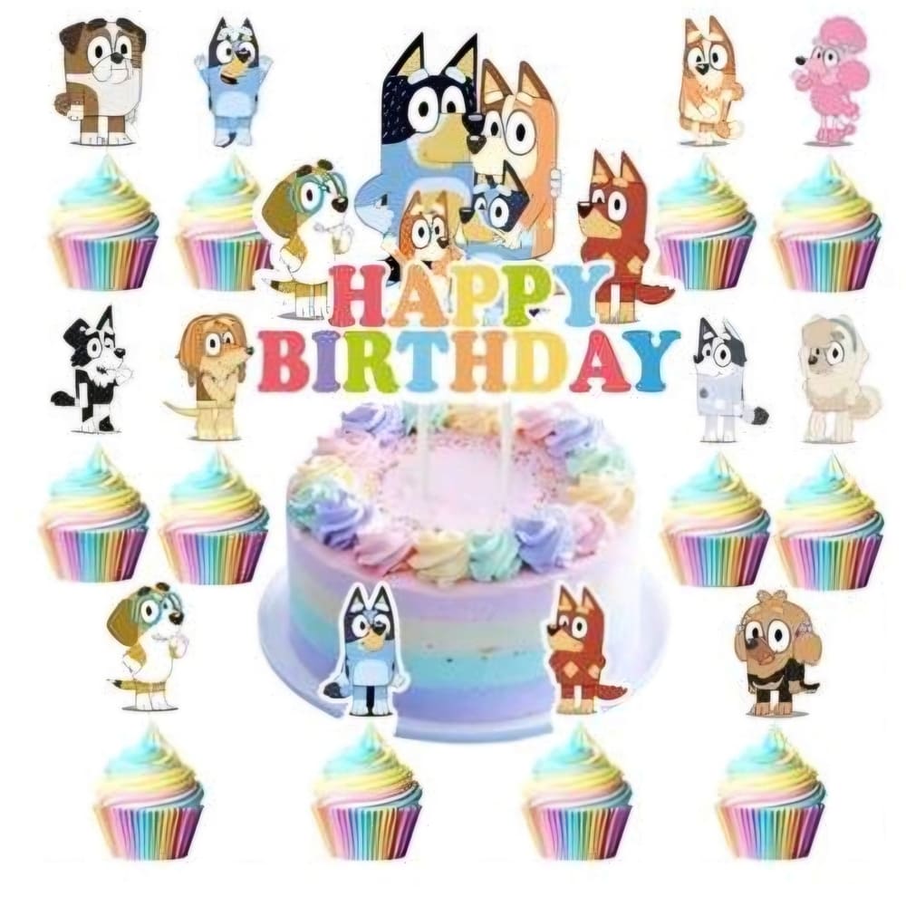 Bluey Cake And Cupcake Toppers-25 Piece 1 Bluey Cake and Cupcake Toppers