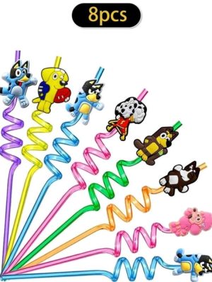 Bluey and Bingo Party Favors Straws