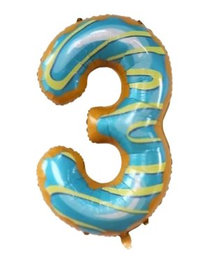 Donut Number Three Foil Balloon Donut Party Supplies