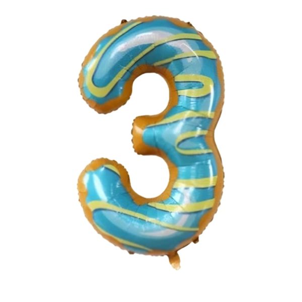 Donut Number Three Foil Balloon Donut Party Supplies