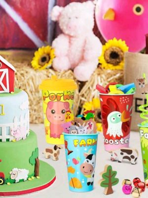 Farm Animal Party Favors Plastic Cups 4 Piece