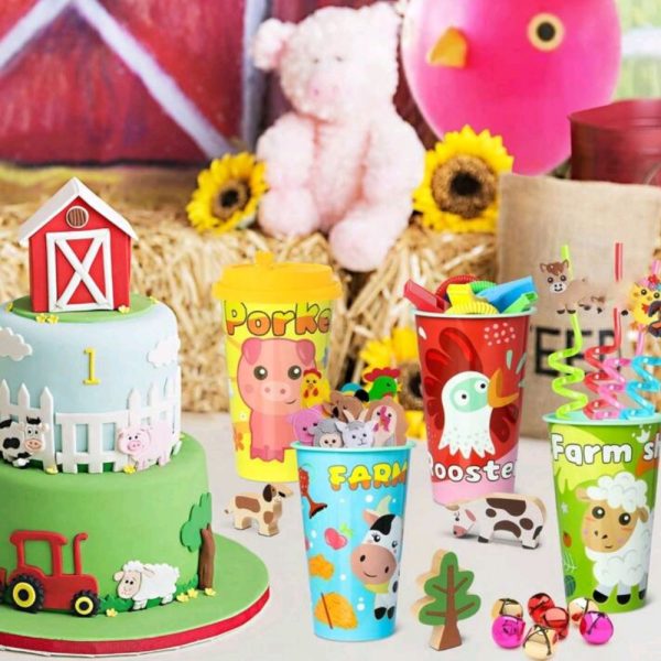 Farm Animal Party Favors Plastic Cups 4 Piece
