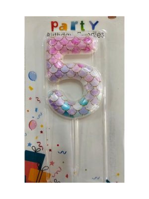 Mermaid Number Five Birthday Candle