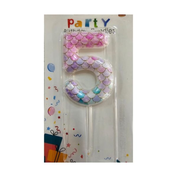 Mermaid Number Five Birthday Candle