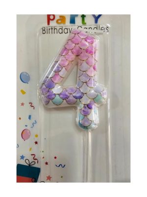 Mermaid Number Four Birthday Candle