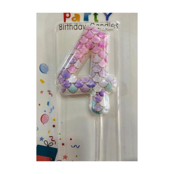 Mermaid Number Four Birthday Candle