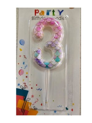 Mermaid Number Three Birthday Candle