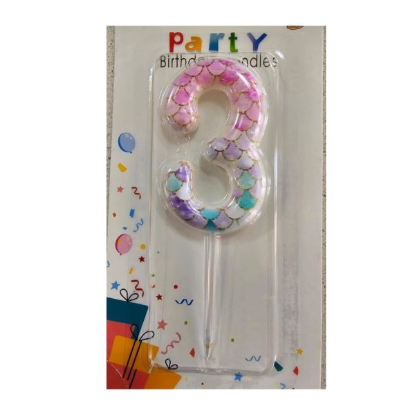 Mermaid Number Three Birthday Candle