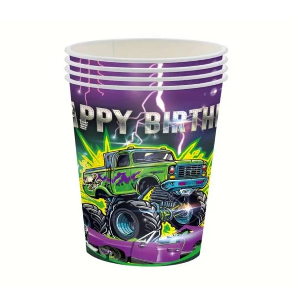 Monster Truck Party Paper Cups 6 Piece
