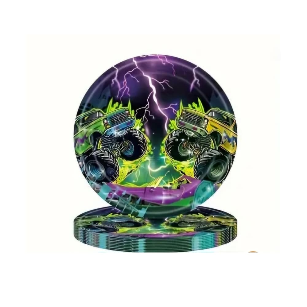 Monster Truck Party Paper Plates-Small-12 Piece 1 Monster Truck Party Small Paper Plates
