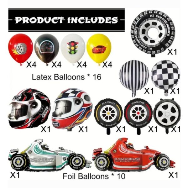 Racing Car Party Supplies Racing Themed Latex and Foil Balloons
