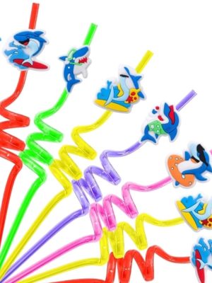 Shark Party Favors Reusable Plastic Straws