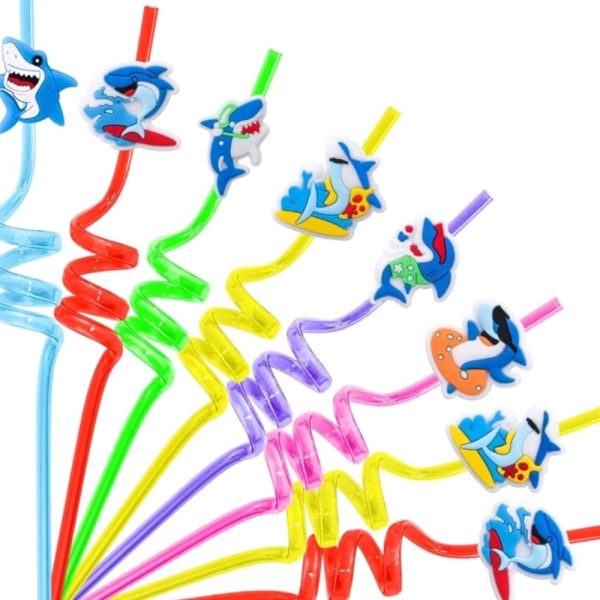 Shark Party Favors Reusable Plastic Straws