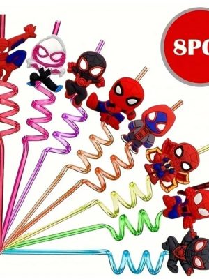 Spiderman Party Favors Reuasable Plastic Straws