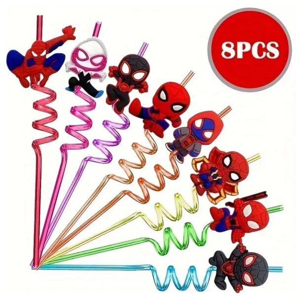 Spiderman Party Favors Reuasable Plastic Straws