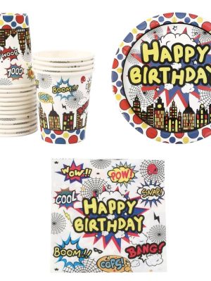 Super Hero Paper Plates, Napkins, Paper Cups