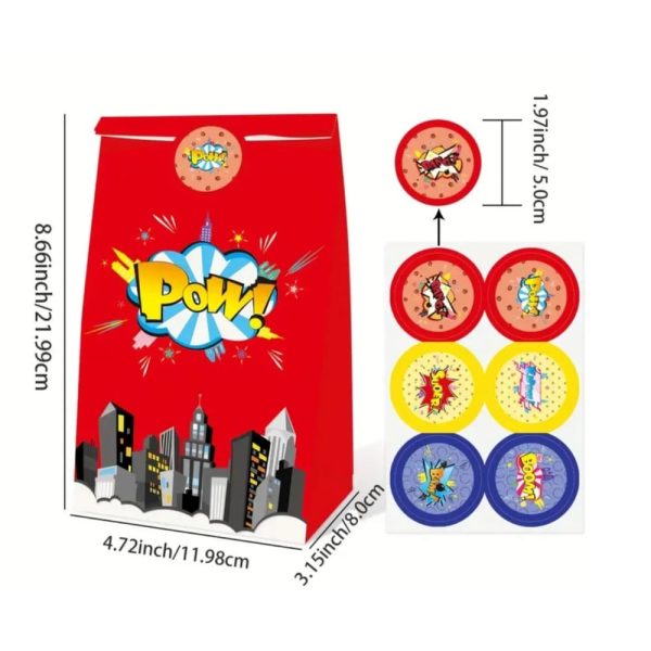Super Hero Party Supplies Dimensions Favor Bag With Stickers