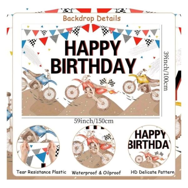 Motocross Happy Birthday Banner